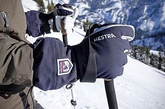 Hestra Heli ski gloves (gripping ski pole)